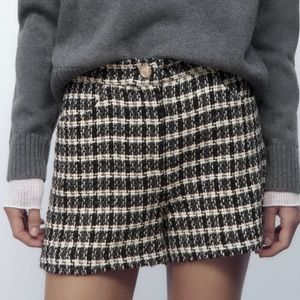 Zara high waisted textured knit shorts